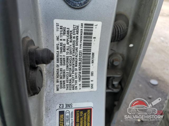 1HGFA16528L031231 2008 HONDA CIVIC photo no. 12
