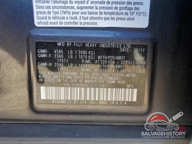 4S4BRBAC3C3212621 2012 SUBARU OUTBACK photo no. 13