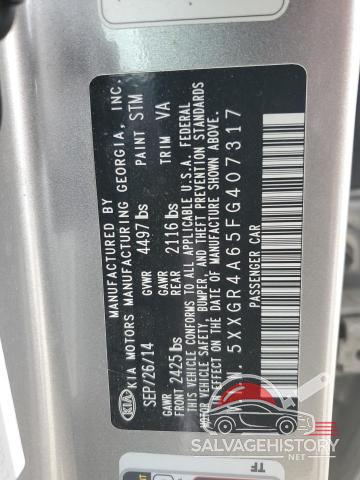 5XXGR4A65FG407317 2015 KIA OPTIMA photo no. 12