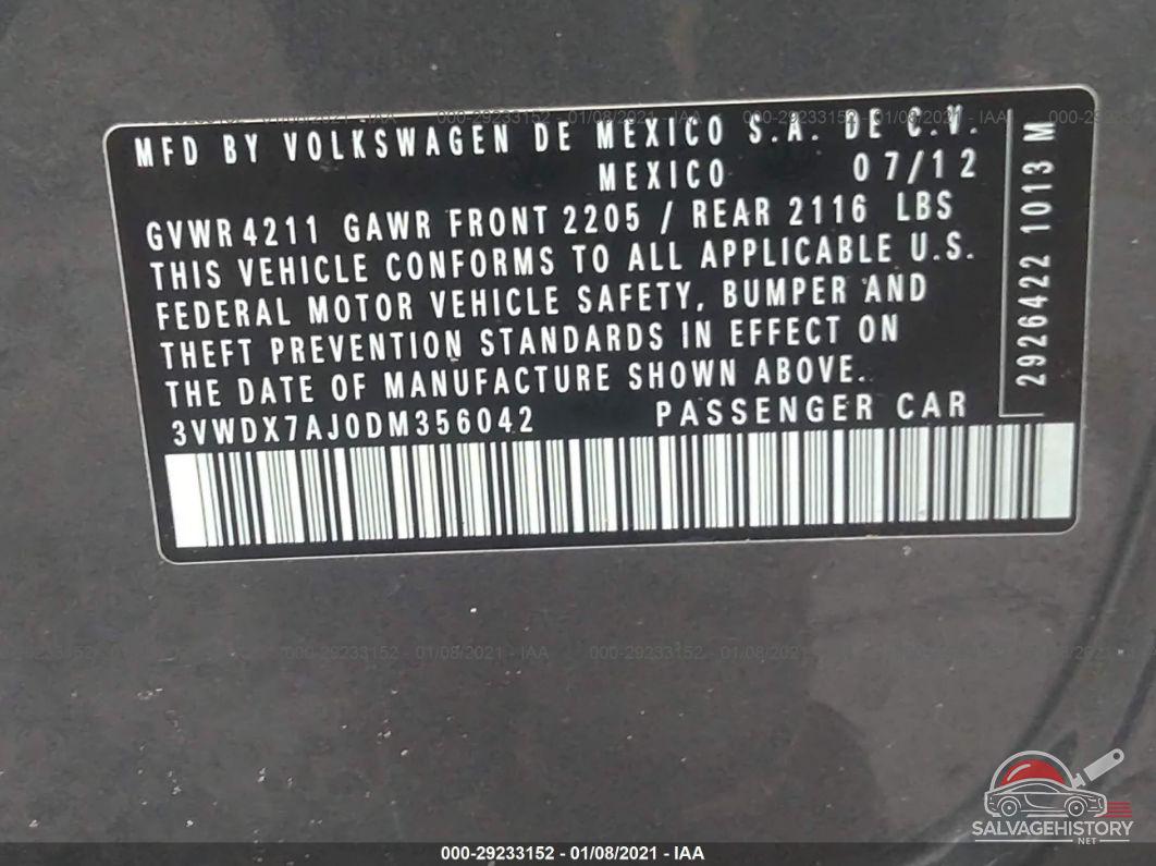 3VWDX7AJ0DM356042 2013 VOLKSWAGEN JETTA SEDAN photo no. 9