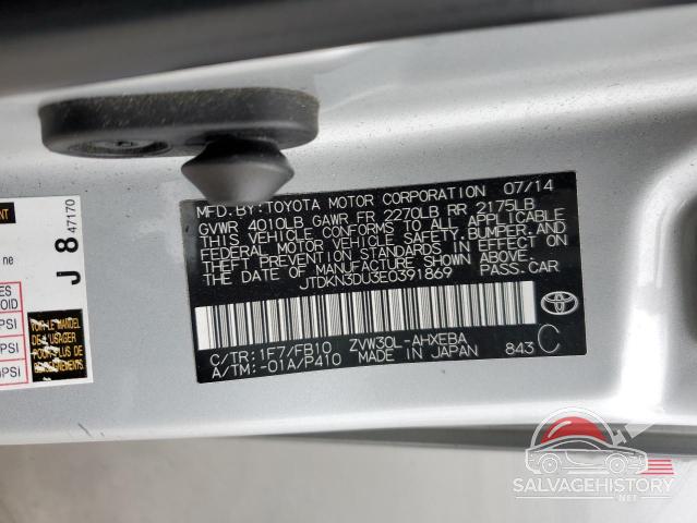 JTDKN3DU3E0391869 2014 TOYOTA PRIUS photo no. 13