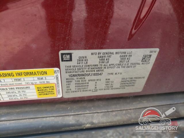 1GNKRHKD5FJ183547 2015 CHEVROLET TRAVERSE photo no. 13