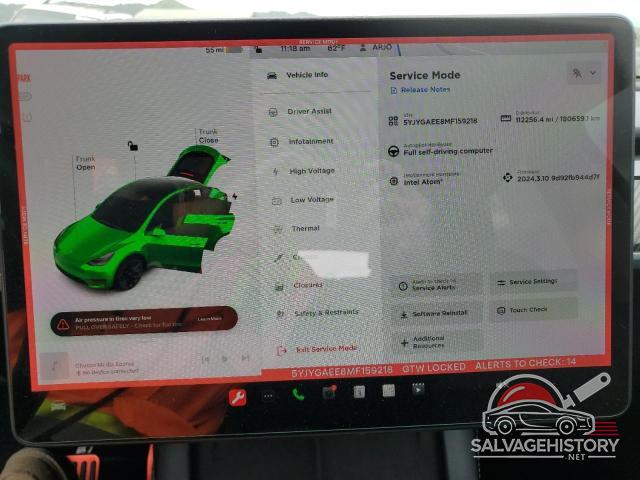 5YJYGAEE8MF159218 2021 TESLA MODEL Y photo no. 9