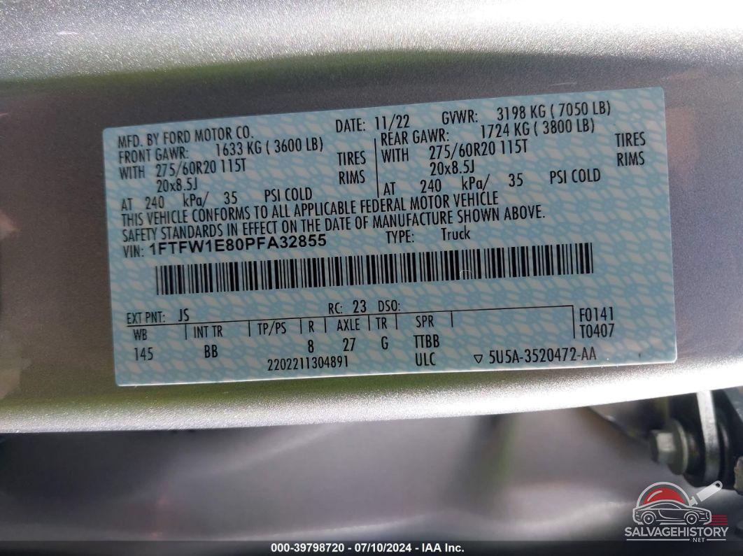 1FTFW1E80PFA32855 2023 FORD F-150 photo no. 9