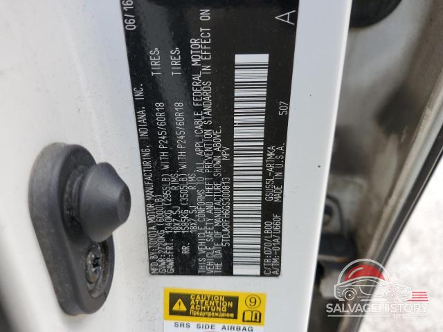 5TDJKRFH6GS300813 2016 TOYOTA HIGHLANDER photo no. 13