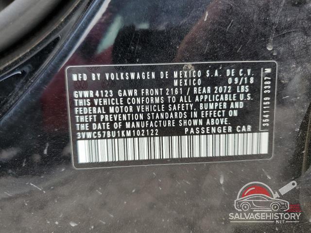 3VWC57BU1KM102122 2019 VOLKSWAGEN JETTA photo no. 12