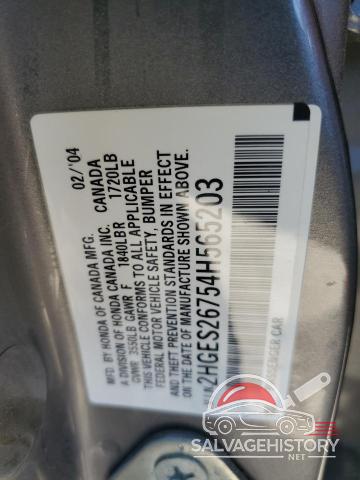 2HGES26754H565203 2004 HONDA CIVIC photo no. 12
