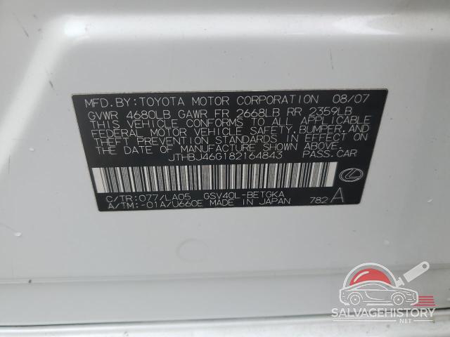 JTHBJ46G182164843 2008 LEXUS ES350 photo no. 12