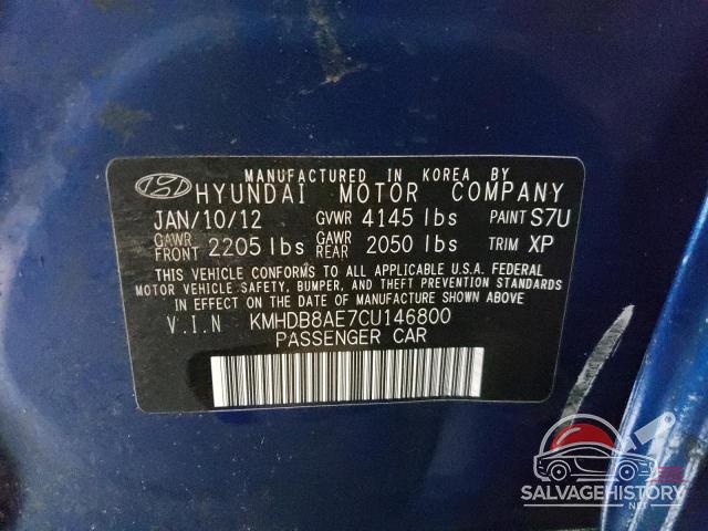 KMHDB8AE7CU146800 2012 HYUNDAI ELANTRA photo no. 13