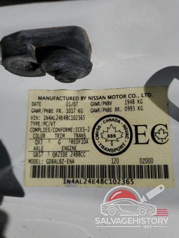 1N4AL24E48C102365 2008 NISSAN ALTIMA photo no. 12