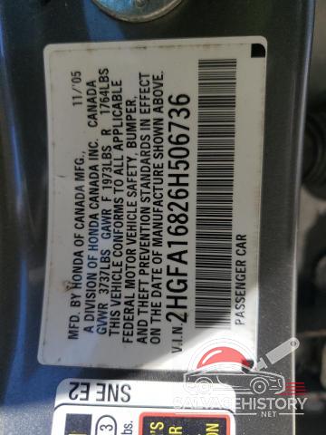 2HGFA16826H506736 2006 HONDA CIVIC photo no. 12