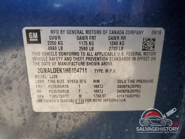 2GNALDEK1H6154711 2017 CHEVROLET EQUINOX photo no. 12