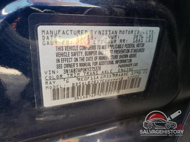 3N1AB7AP9KY275378 2019 NISSAN SENTRA photo no. 12