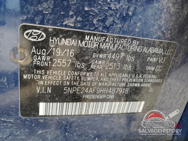 5NPE24AF9HH487918 2017 HYUNDAI SONATA photo no. 12