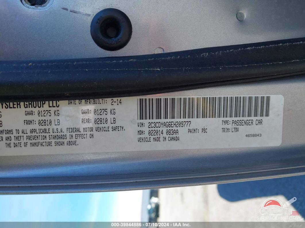 2C3CDYAG6EH209777 2014 DODGE CHALLENGER photo no. 9