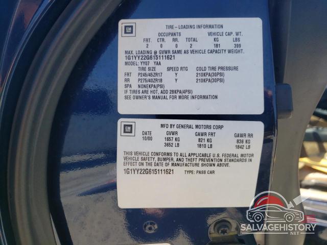 1G1YY22G615111621 2001 CHEVROLET CORVETTE photo no. 12