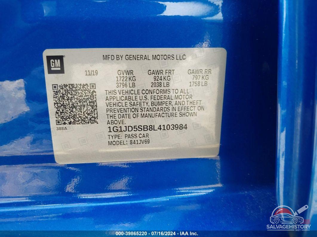 1G1JD5SB8L4103984 2020 CHEVROLET SONIC photo no. 9