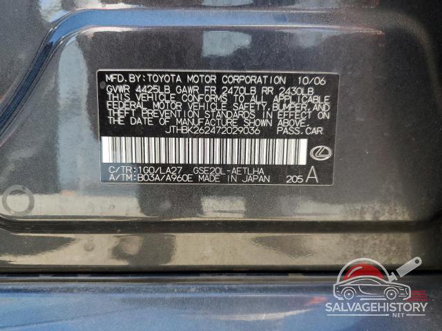 JTHBK262472029036 2007 LEXUS IS photo no. 13