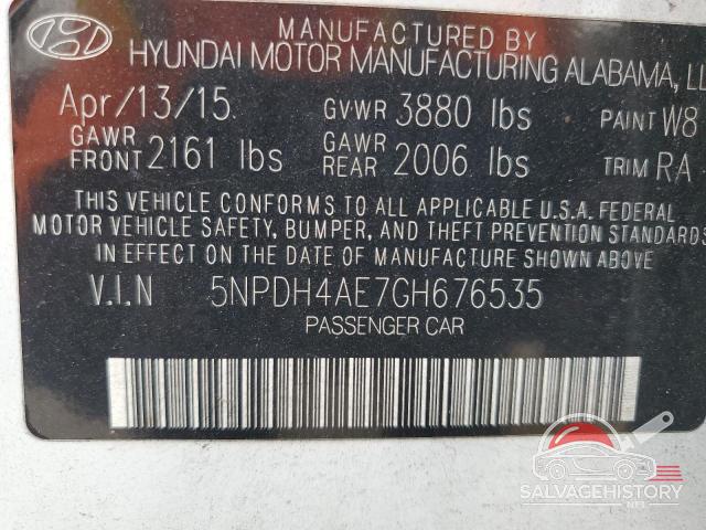 5NPDH4AE7GH676535 2016 HYUNDAI ELANTRA photo no. 12