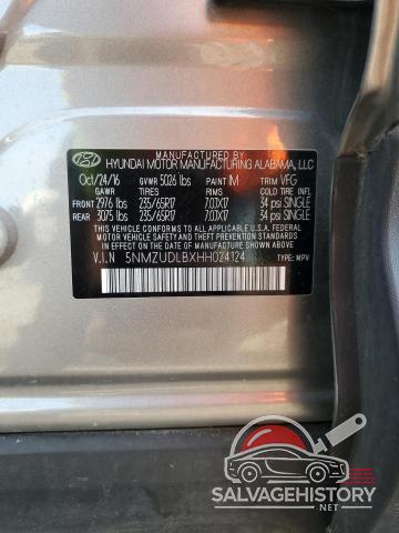 5NMZUDLBXHH024124 2017 HYUNDAI SANTA FE photo no. 13