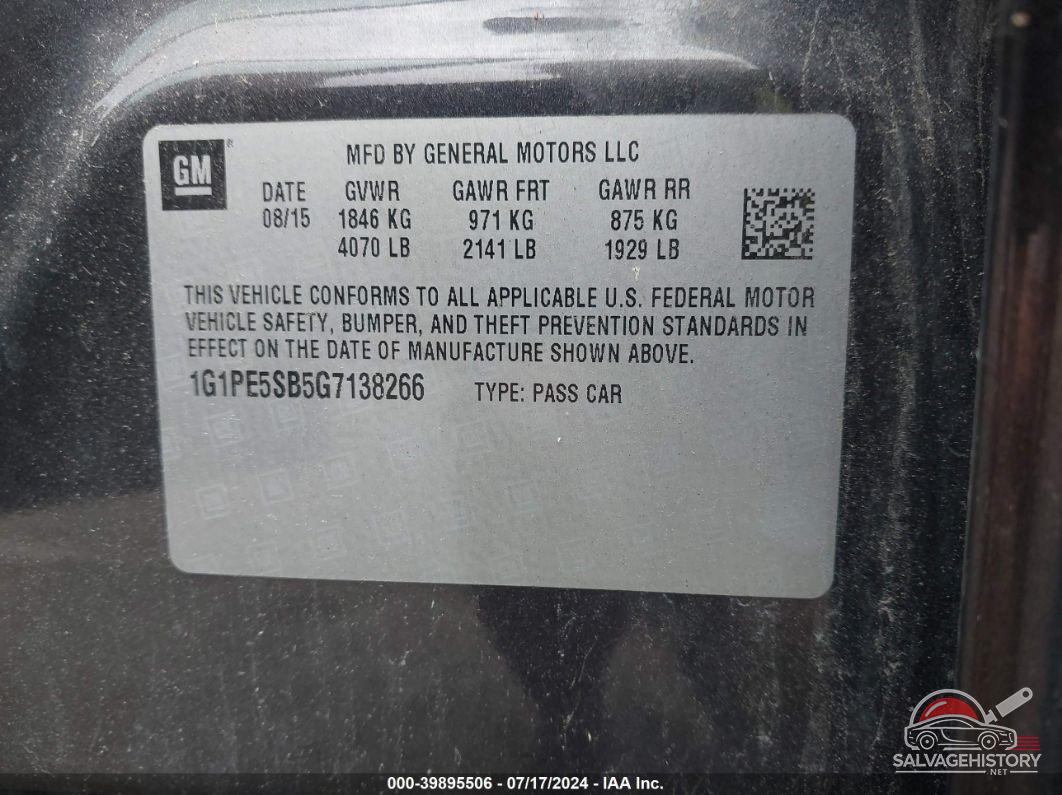 1G1PE5SB5G7138266 2016 CHEVROLET CRUZE LIMITED photo no. 9