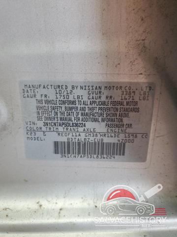 3N1CN7AP5DL836224 2013 NISSAN VERSA photo no. 13