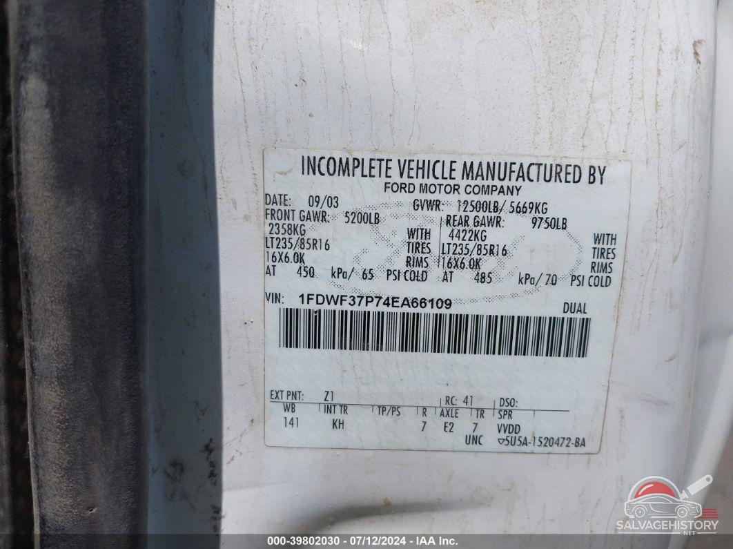 1FDWF37P74EA66109 2004 FORD F-350 photo no. 8