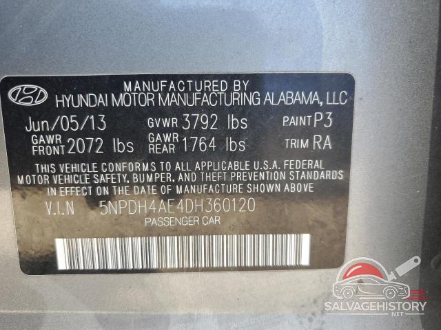 5NPDH4AE4DH360120 2013 HYUNDAI ELANTRA photo no. 12