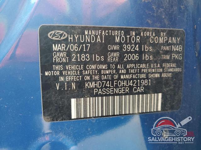 KMHD74LF0HU421981 2017 HYUNDAI ELANTRA photo no. 12