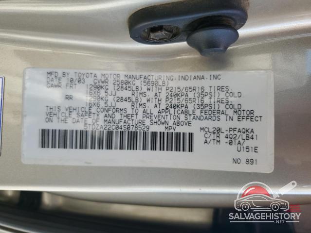 5TDZA22C04S078529 2004 TOYOTA All Models photo no. 13