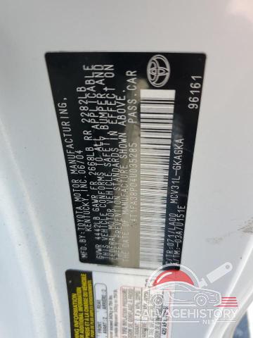 4T1FA38P04U035285 2004 TOYOTA CAMRY SOLA photo no. 12