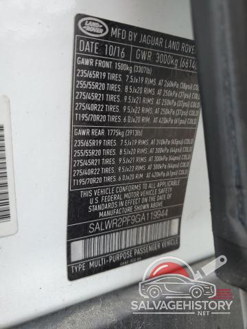 SALWR2PF9GA119944 2016 LAND ROVER RANGEROVER photo no. 12