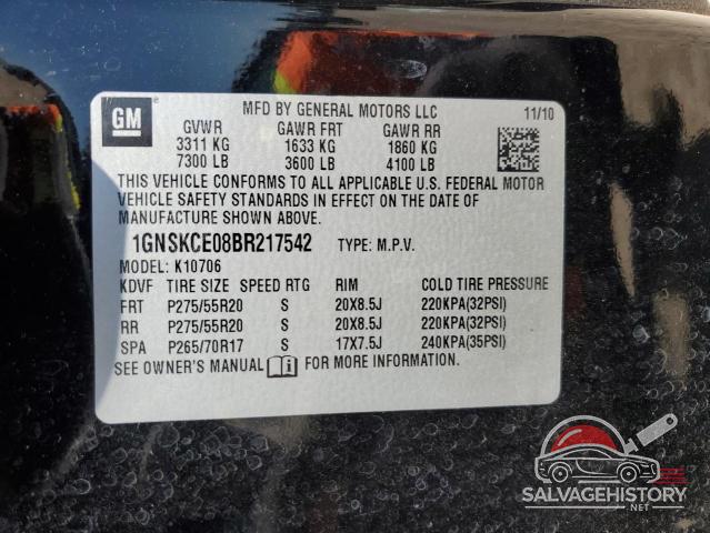 1GNSKCE08BR217542 2011 CHEVROLET TAHOE photo no. 12