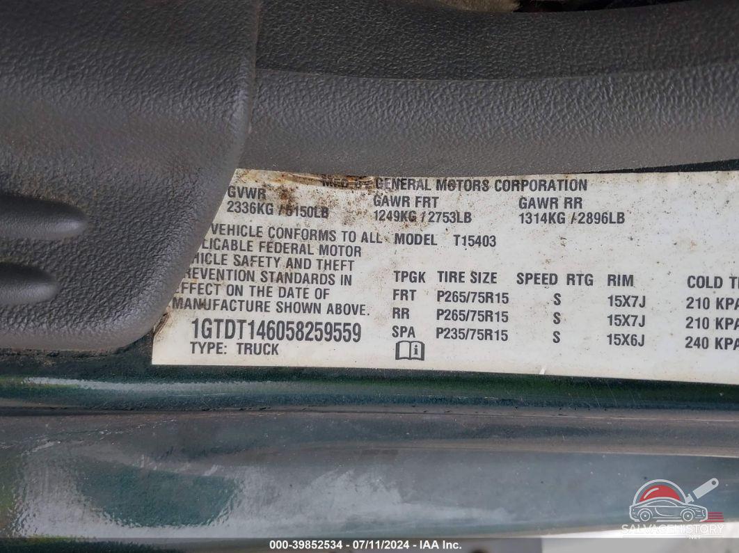 1GTDT146058259559 2005 GMC CANYON photo no. 9