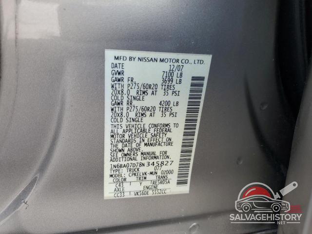 1N6BA07D78N345827 2008 NISSAN TITAN photo no. 10