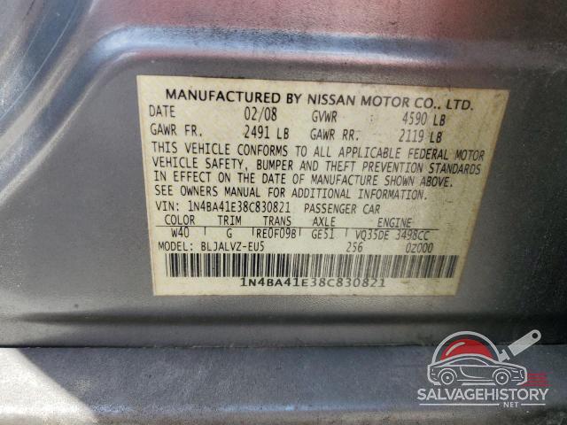 1N4BA41E38C830821 2008 NISSAN MAXIMA photo no. 12