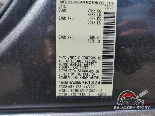 1N4BL4CW8NN361824 2022 NISSAN ALTIMA photo no. 12