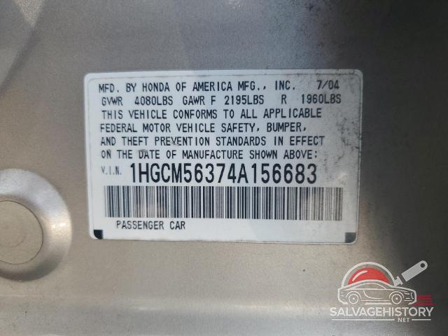 1HGCM56374A156683 2004 HONDA ACCORD photo no. 13