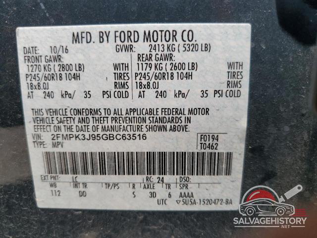 2FMPK3J95GBC63516 2016 FORD EDGE photo no. 14