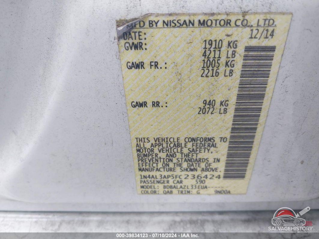 1N4AL3AP5FC236424 2015 NISSAN ALTIMA photo no. 9