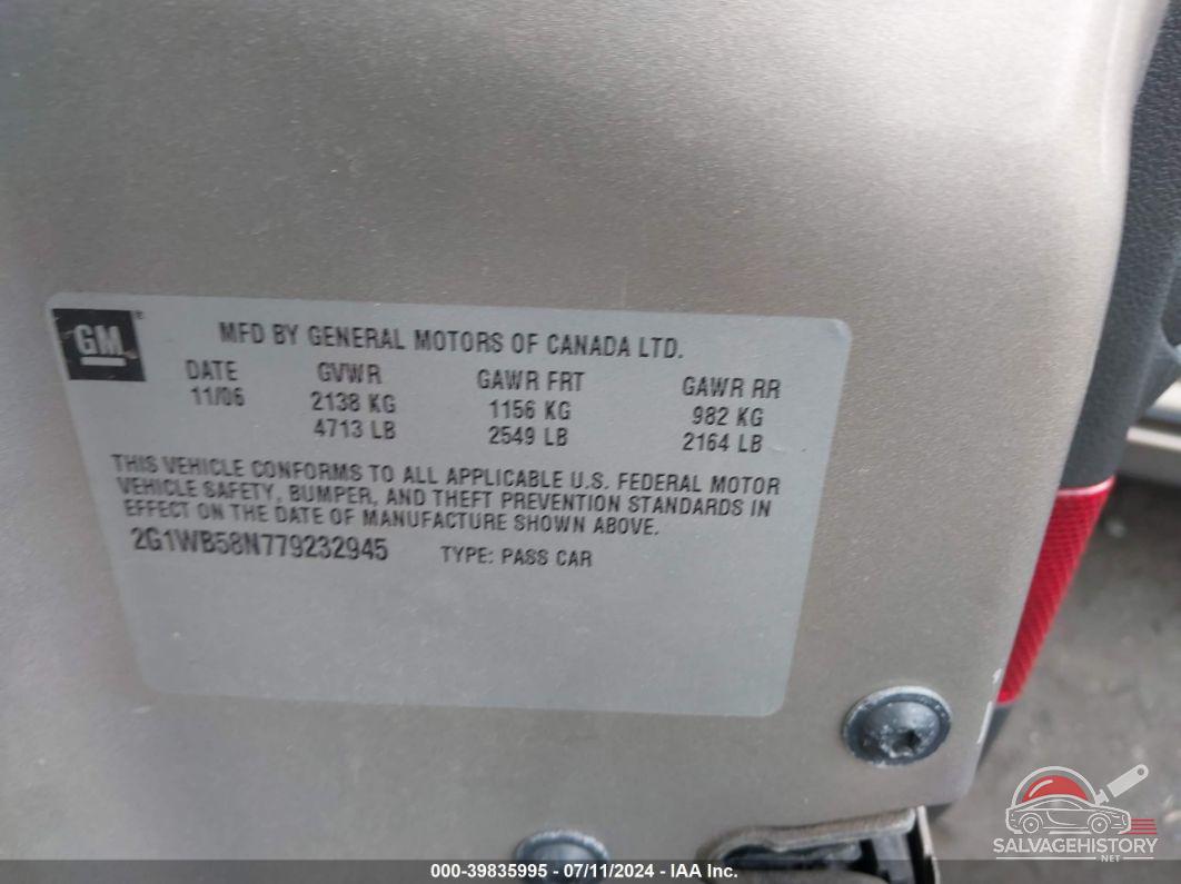2G1WB58N779232945 2007 CHEVROLET IMPALA photo no. 9