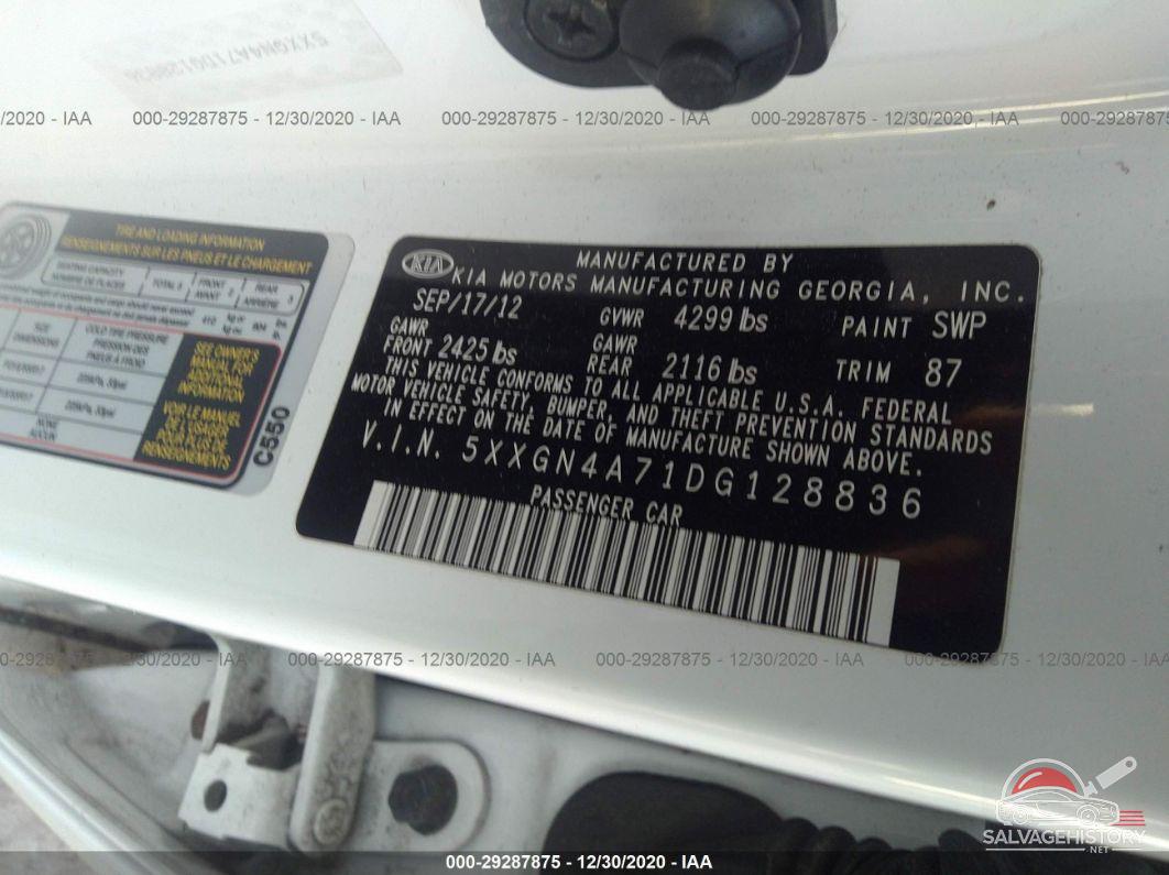 5XXGN4A71DG128836 2013 KIA OPTIMA photo no. 9