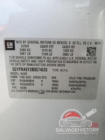 3GYFNAEY2BS674639 2011 CADILLAC SRX photo no. 14