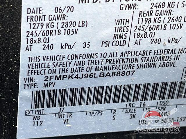 2FMPK4J96LBA88807 2020 FORD EDGE photo no. 2