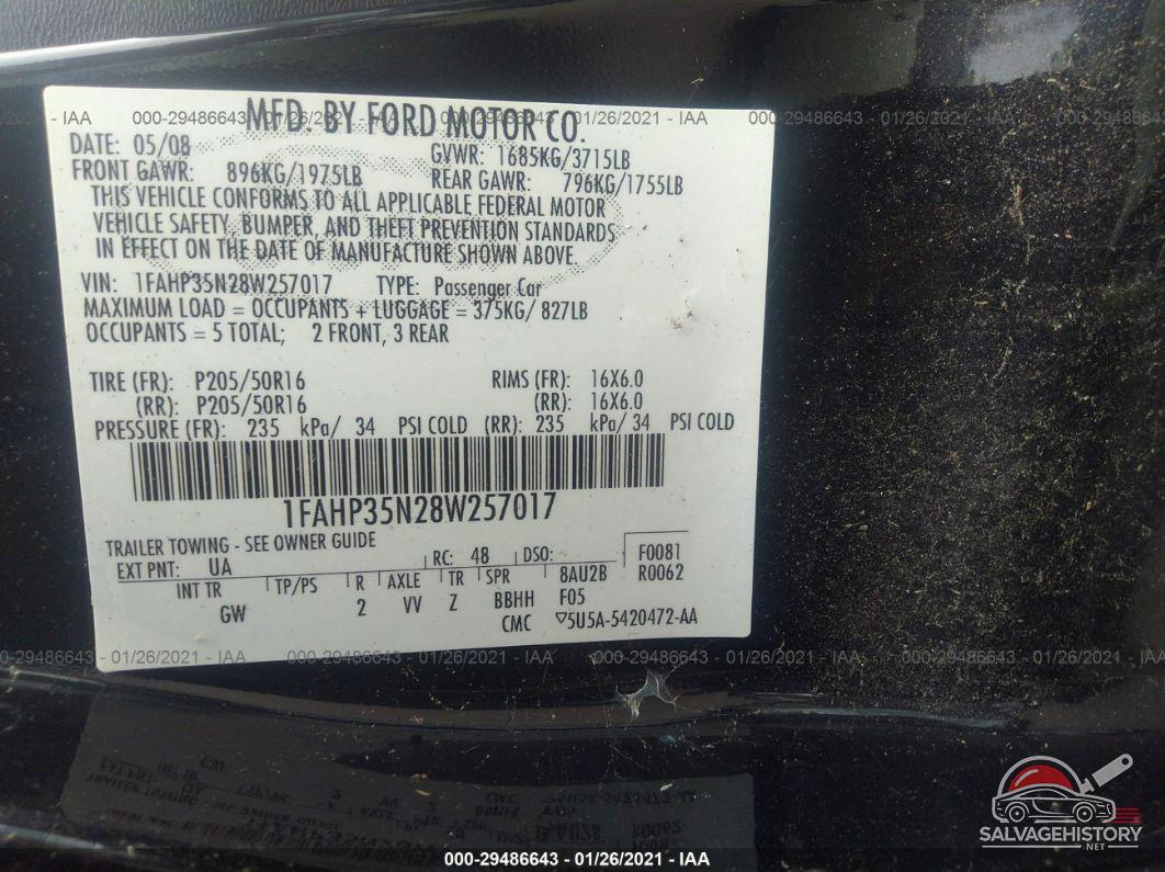 1FAHP35N28W257017 2008 FORD FOCUS photo no. 9