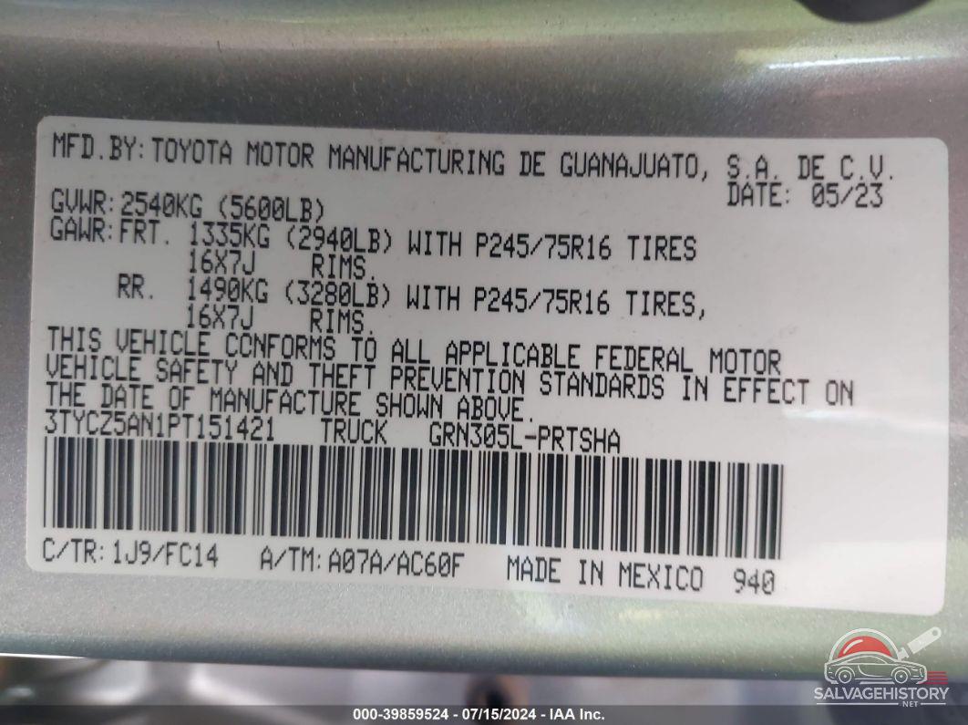 3TYCZ5AN1PT151421 2023 TOYOTA TACOMA photo no. 9