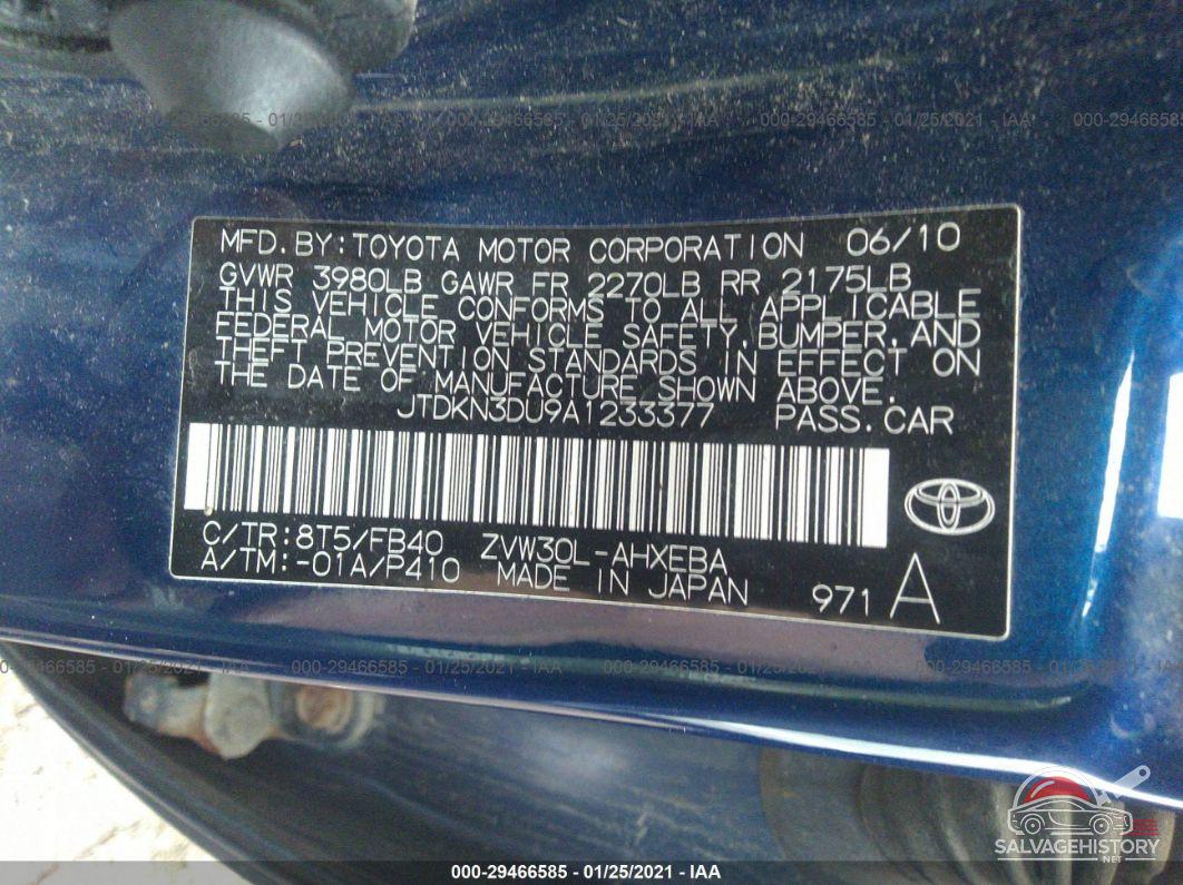 JTDKN3DU9A1233377 2010 TOYOTA PRIUS photo no. 9