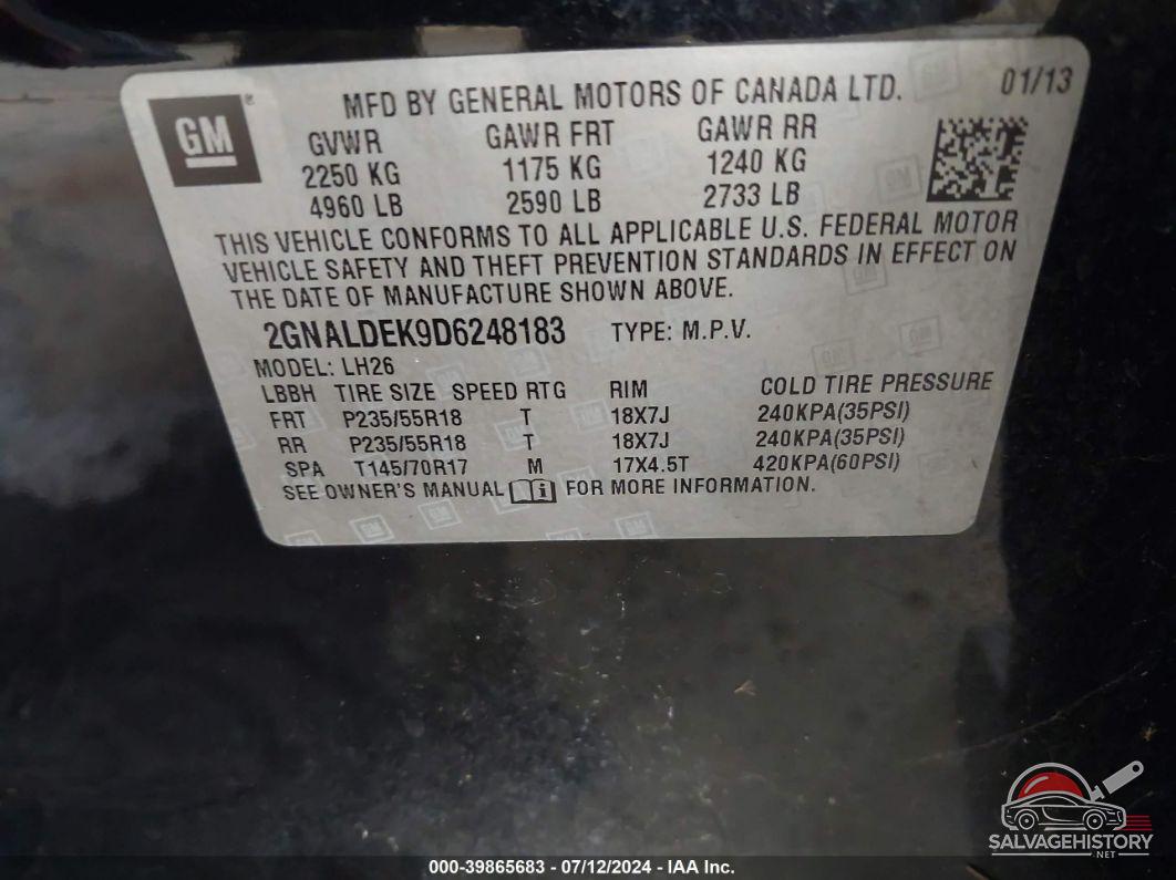 2GNALDEK9D6248183 2013 CHEVROLET EQUINOX photo no. 9