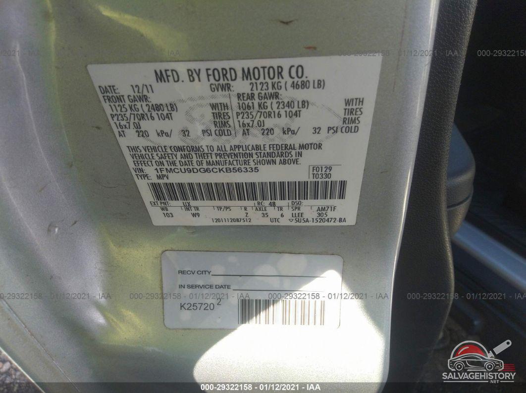 1FMCU9DG6CKB56335 2012 FORD ESCAPE photo no. 9