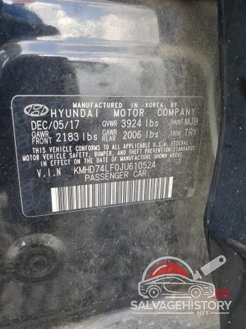 KMHD74LF0JU610524 2018 HYUNDAI ELANTRA photo no. 13